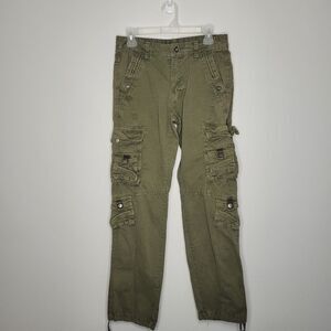 Junye Jeans Military Olive Green Utililty Cargo Pants 31 Streetwear Gorpcore Y2K